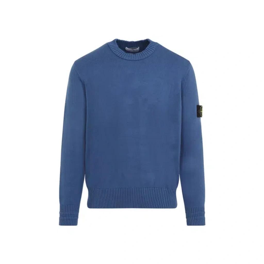 STONE ISLAND Lambswool Crewneck Sweater In Blue Product Image