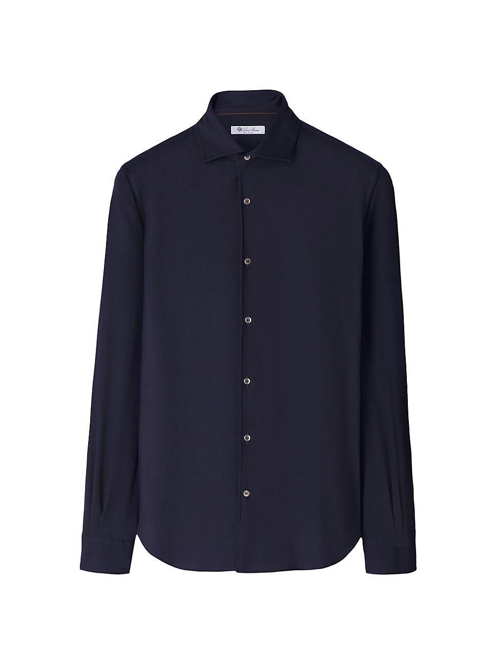 Mens Solid Cotton Button-Front Shirt Product Image