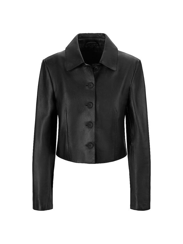 Womens Marino Leather Crop Jacket Product Image