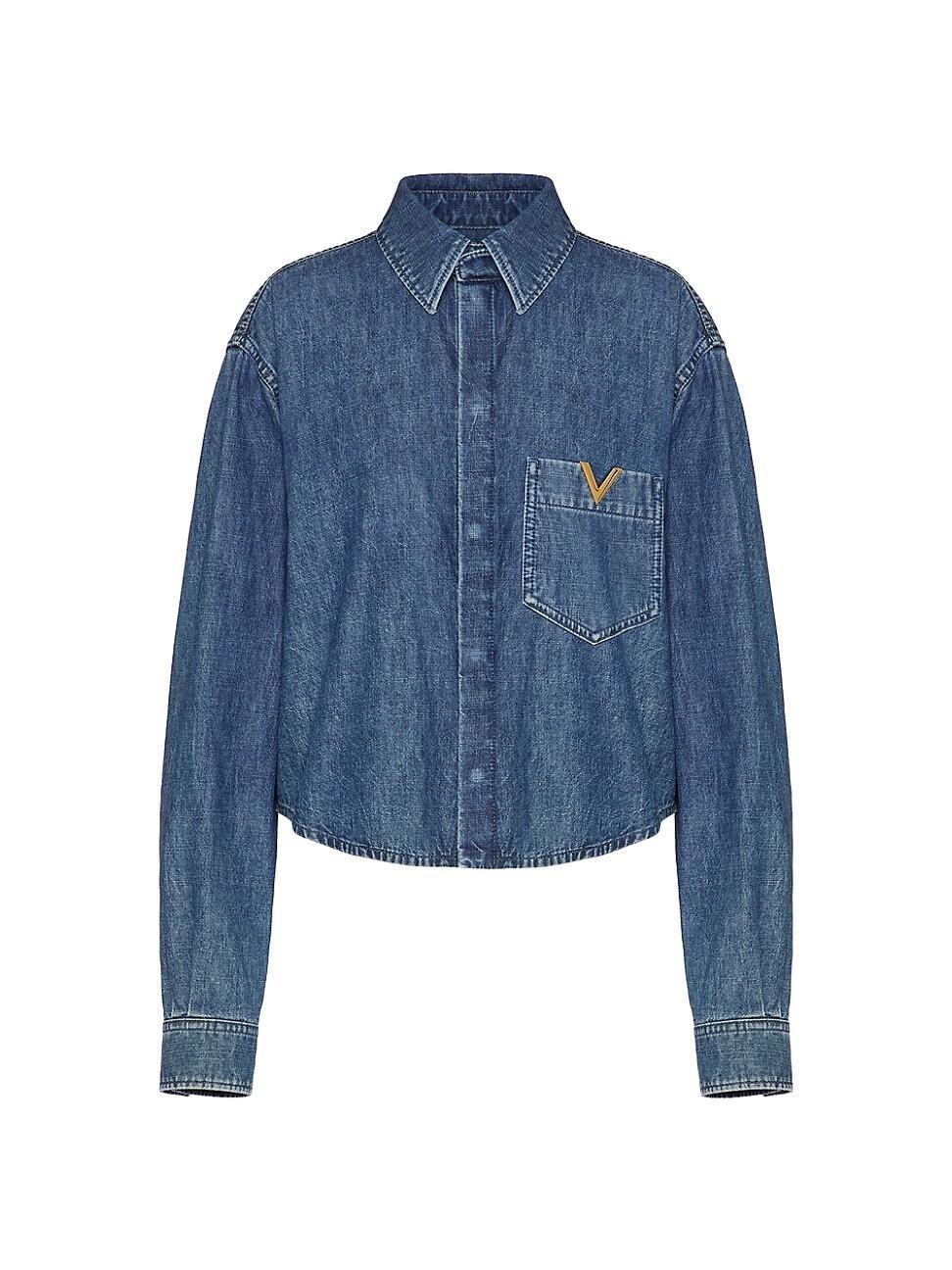 Valentino Garavani Crop Denim Snap-Up Shirt product image