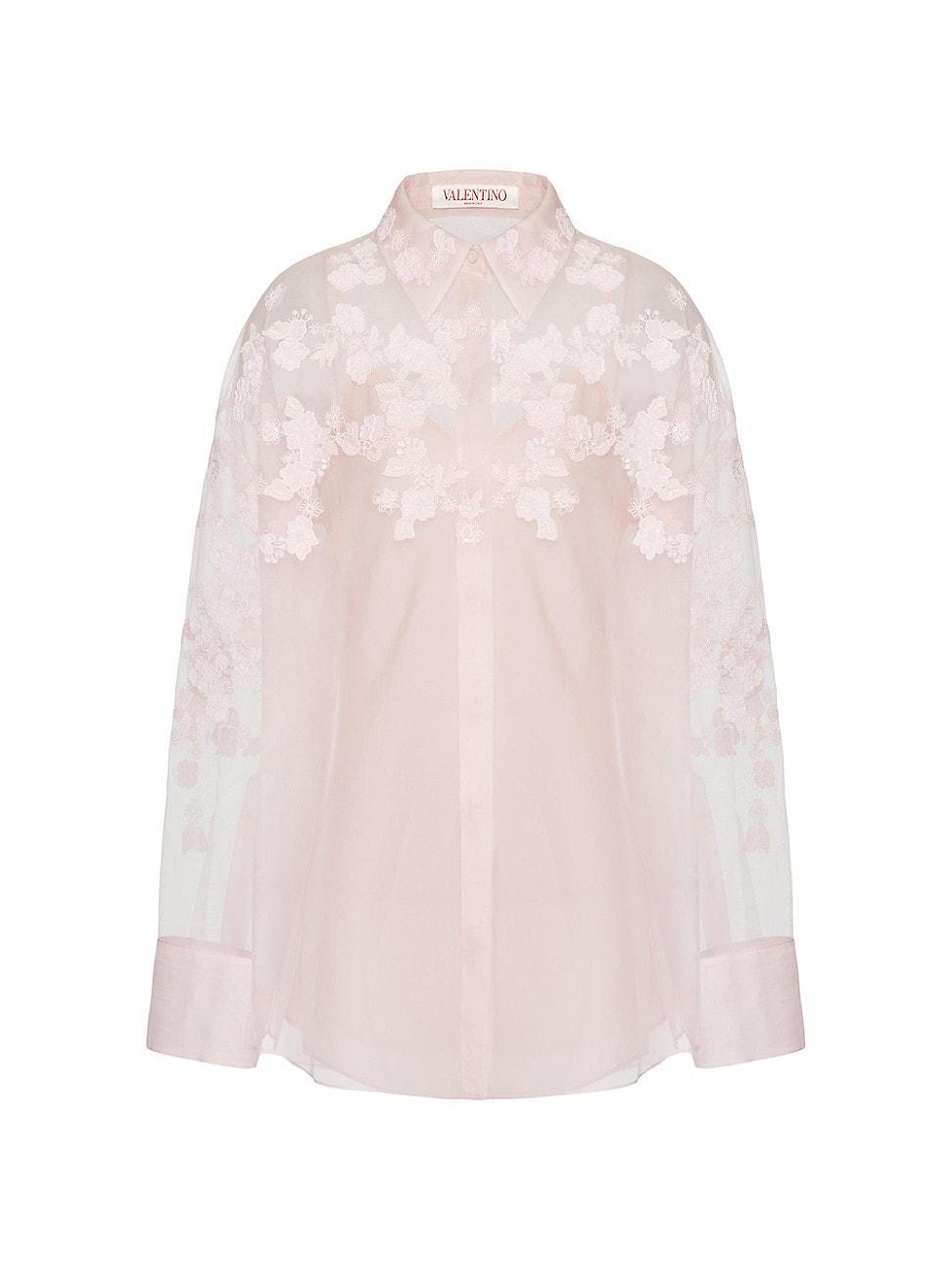 Womens Embroidered Organza Shirt Product Image