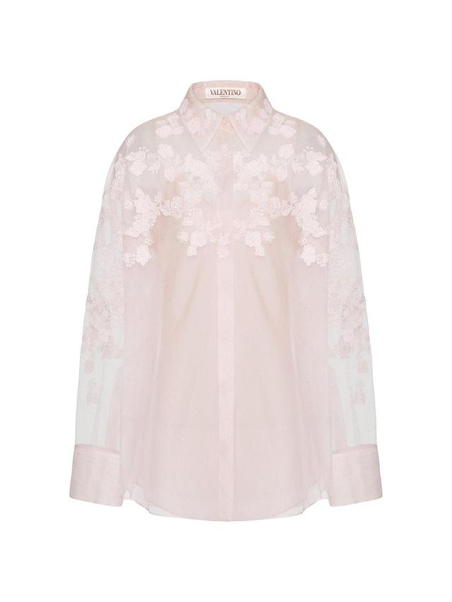 Womens Embroidered Organza Shirt Product Image