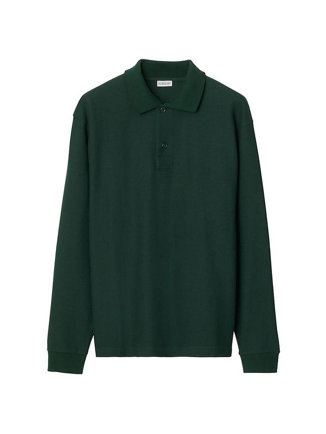 Mens Long-Sleeve Cotton Polo Shirt Product Image