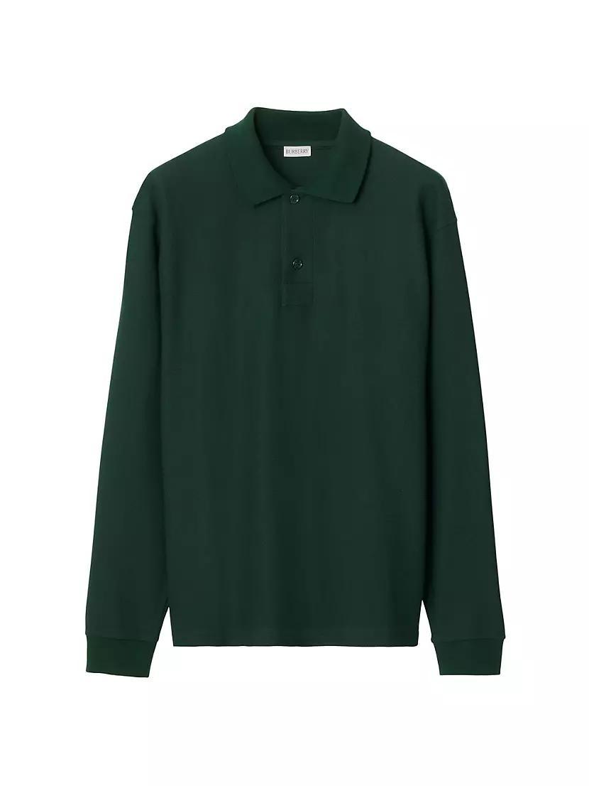 Long-Sleeve Cotton Polo Shirt Product Image