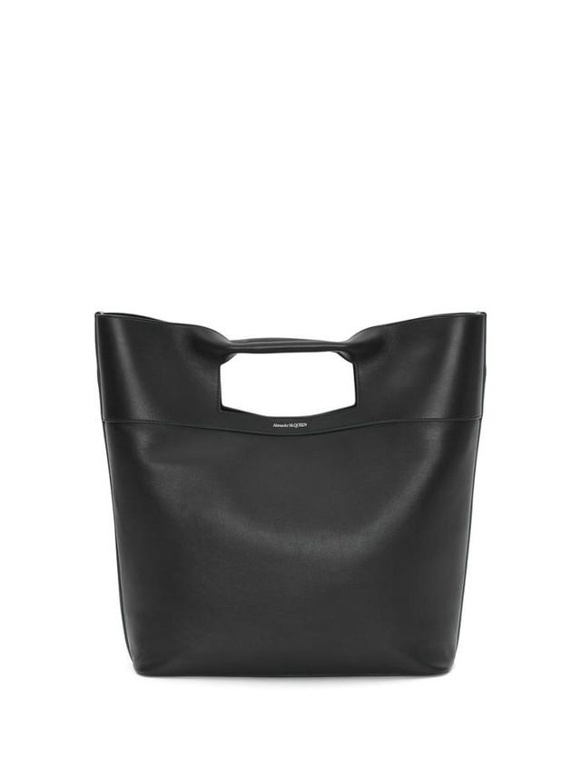 Leather Logo Print Tote Bag In Black Product Image