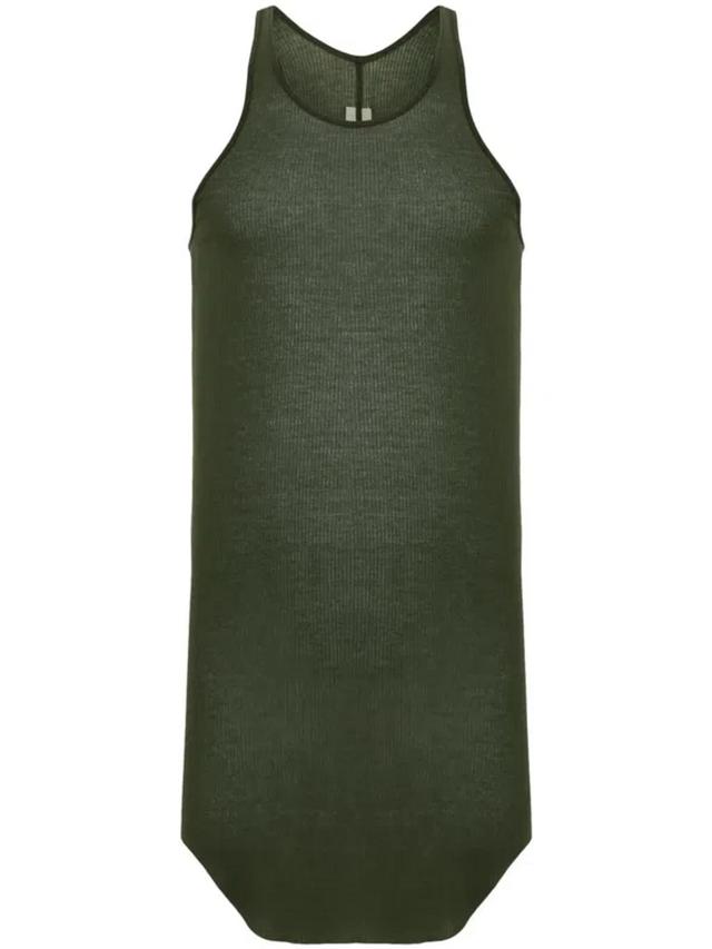 Basic Fine-ribbed Tank Top In Green Product Image