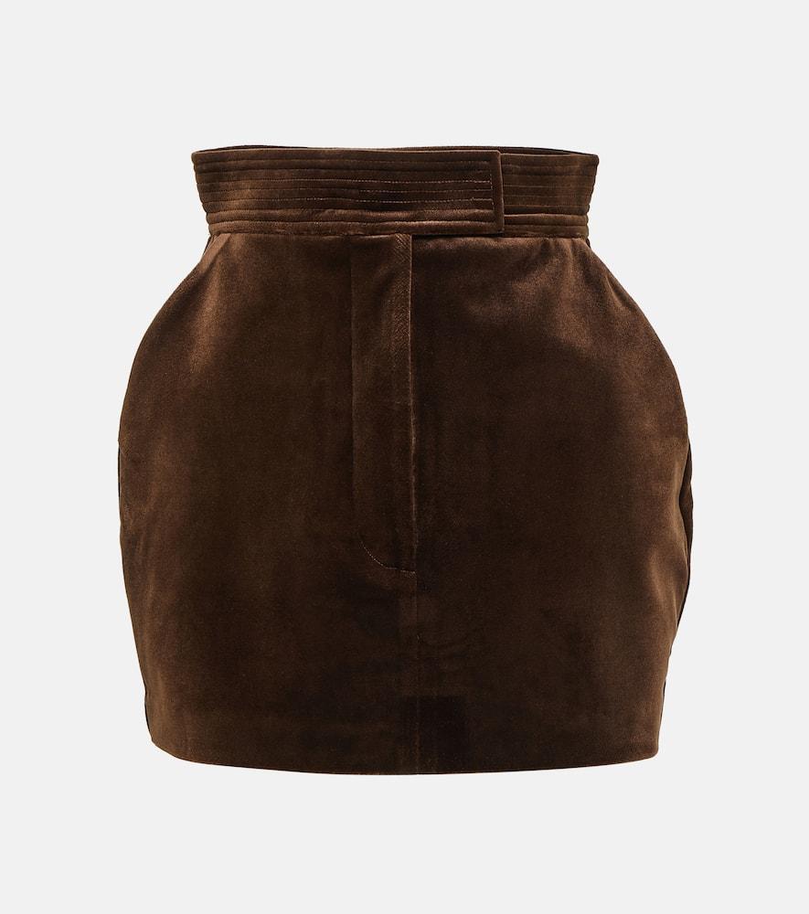 Soane Velvet Mini Skirt In Brown Product Image