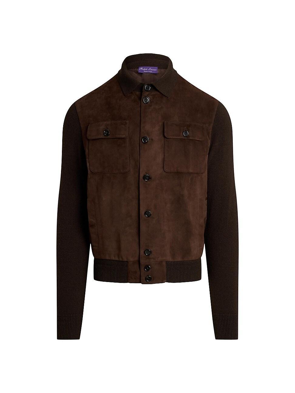 Men's Suede-Panel Cashmere Cardigan Product Image