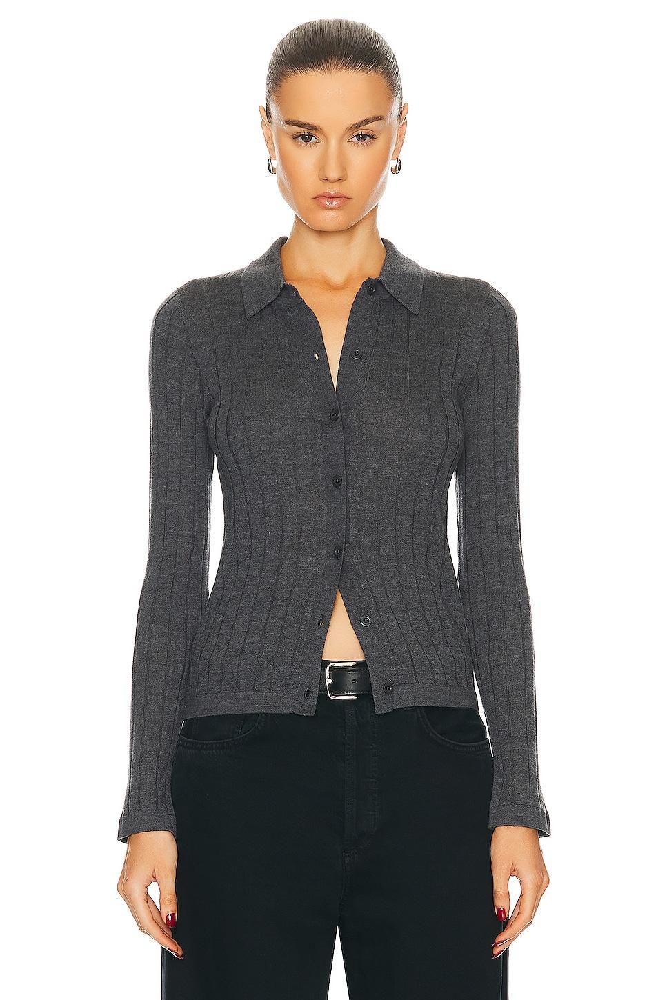 NILI LOTAN Alivia Cardigan in Charcoal - Charcoal. Size M (also in L, S, XS). Product Image