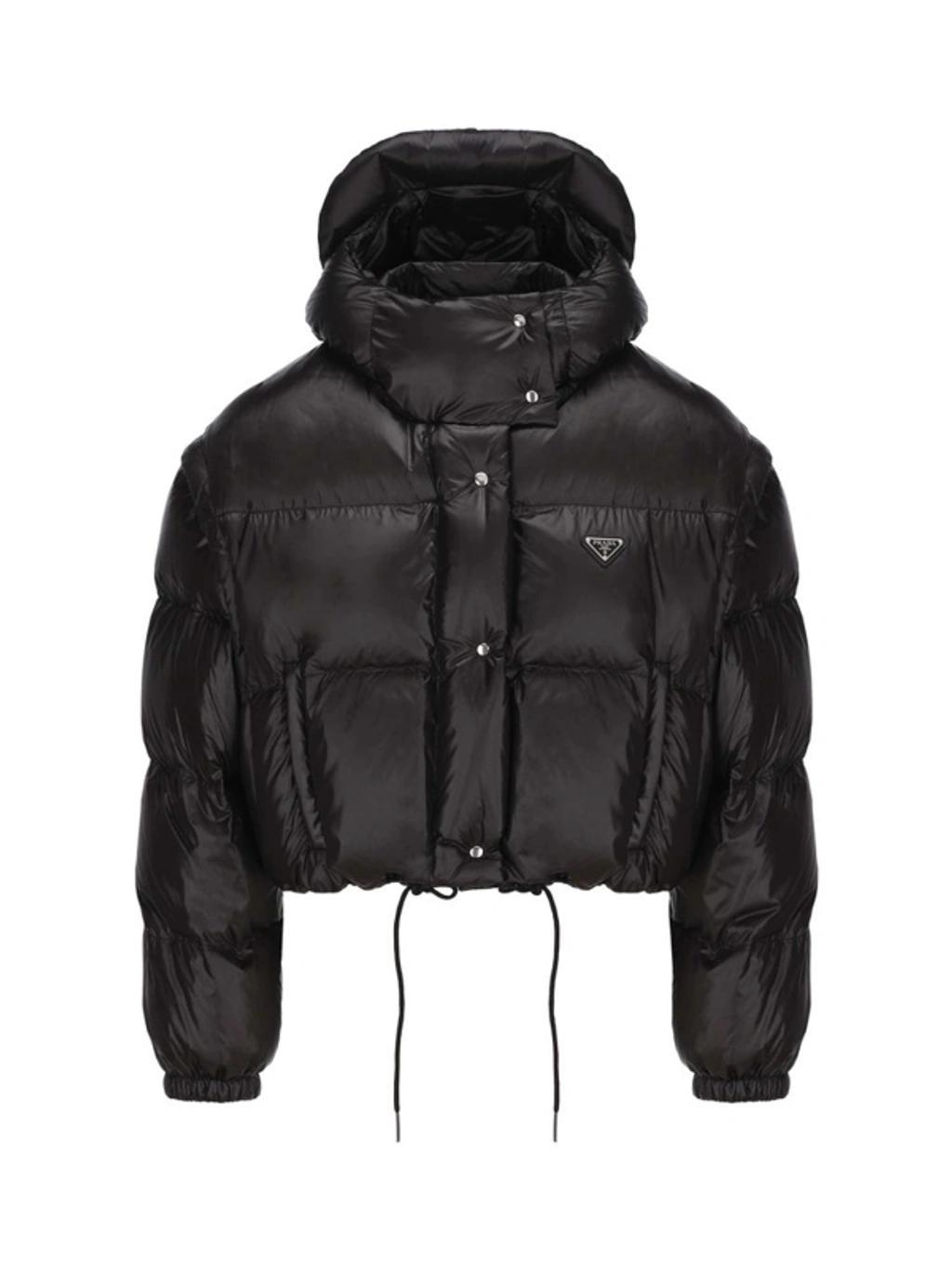 Logo Plaque Cropped Puffer Jacket In Black Product Image