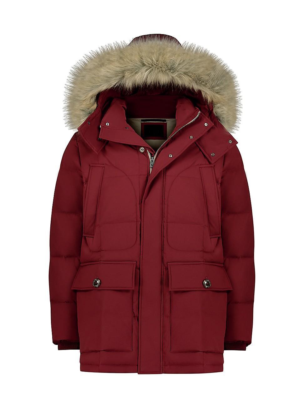 Andrew Marc Olmstead Hooded Down Puffer Jacket with Faux Fur Trim Product Image