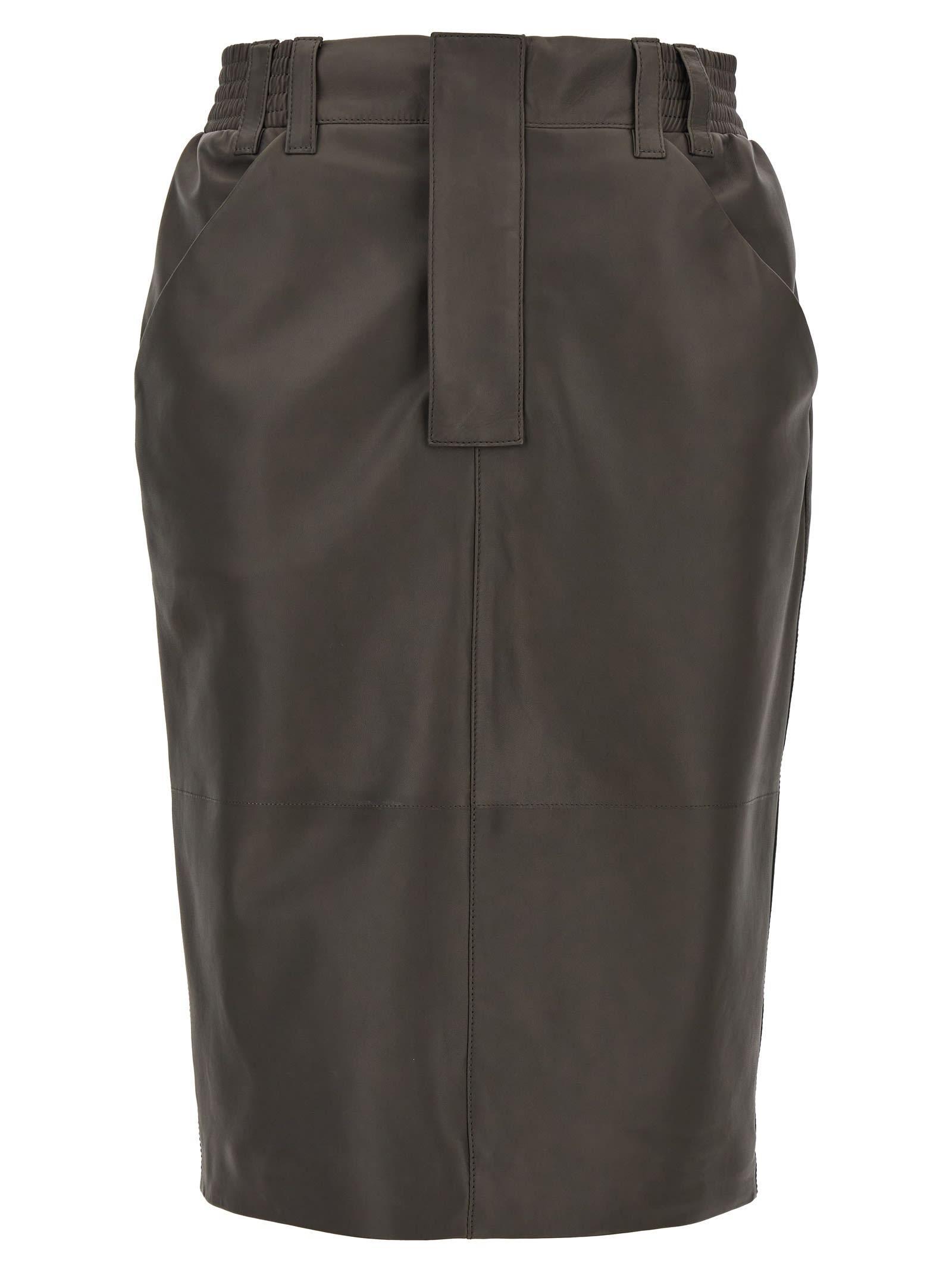 Leather Skirt In Gray Product Image