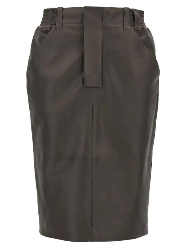 Leather Skirt In Gray Product Image