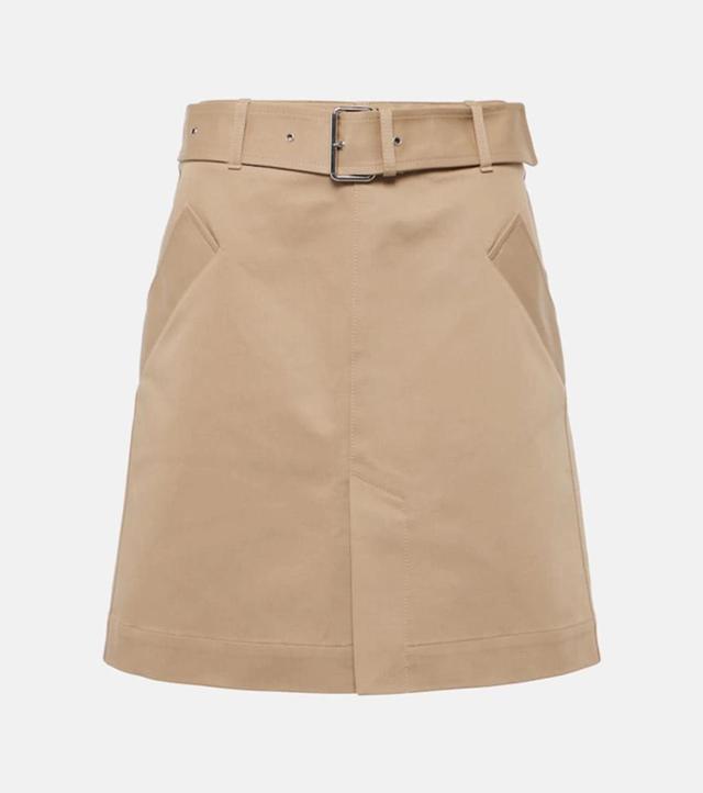 Belted Cotton Miniskirt In 125 Fawn Product Image