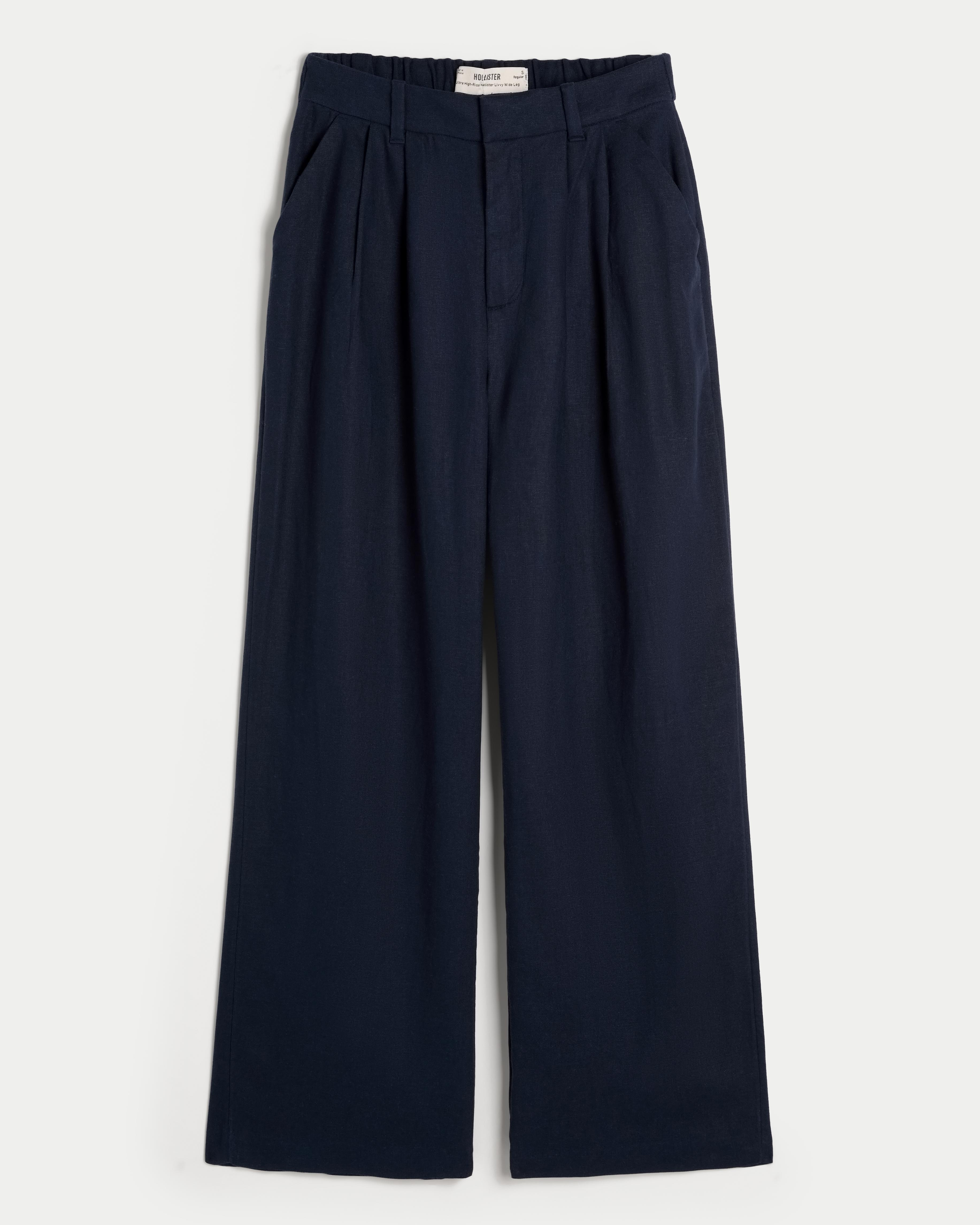 Hollister Livvy Ultra High-Rise Linen Blend Wide-Leg Pants Product Image