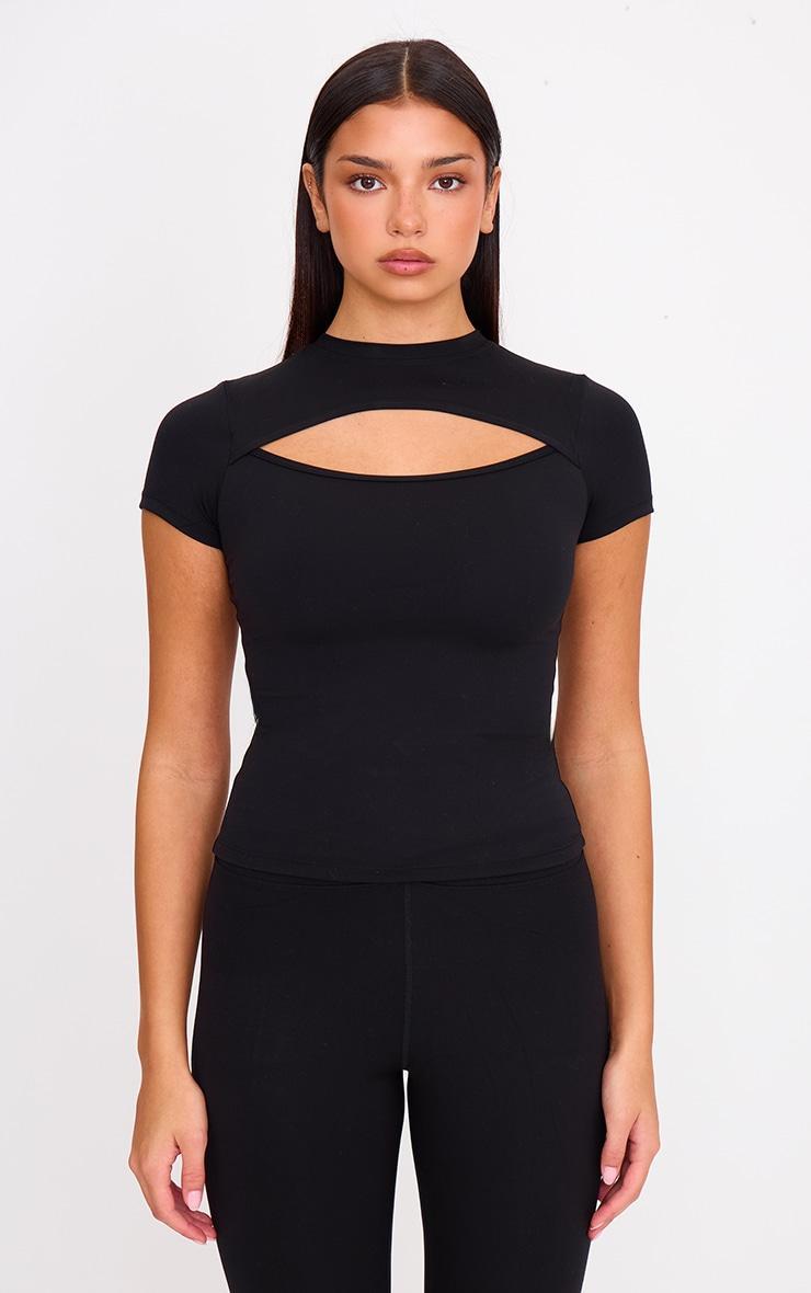 Black Sculpt Cut Out Short Sleeve Top Product Image