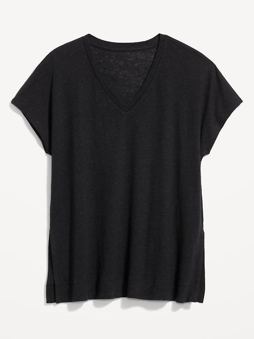 Oversized Linen-Blend Tunic T-Shirt Product Image