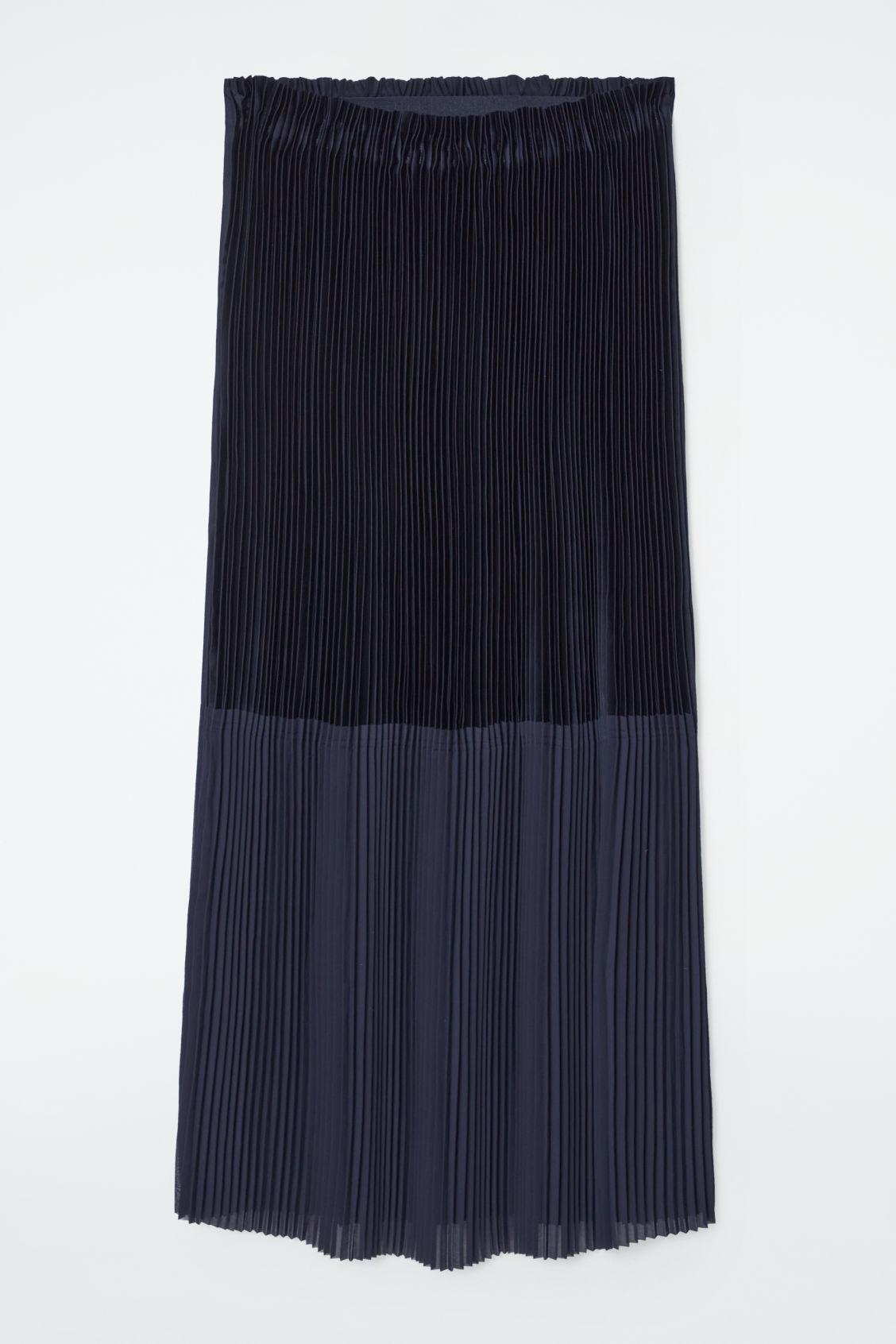 PANELLED PLEATED COLUMN MAXI SKIRT Product Image