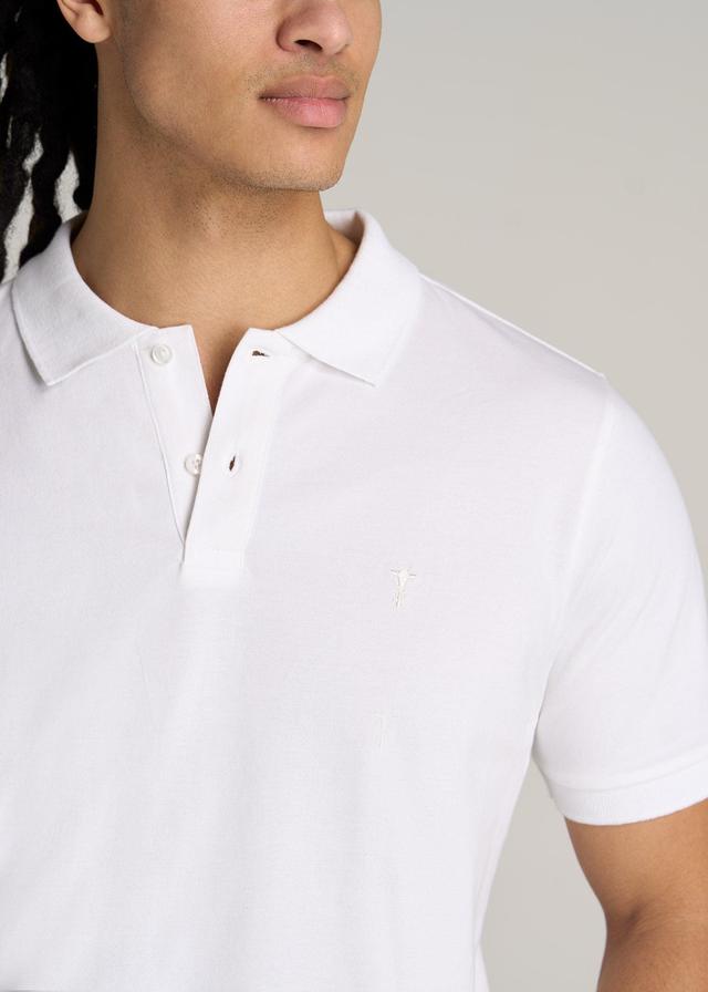 Men's Tall Classic Polo with Embroidered Logo in Bright White Product Image