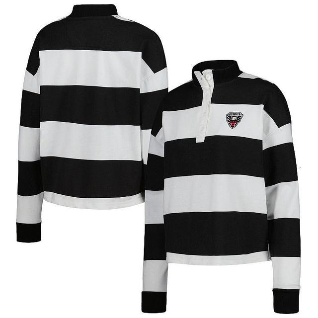 Womens Antigua White D.c. United Radical Rugby Stripe Long Sleeve T-shirt Product Image