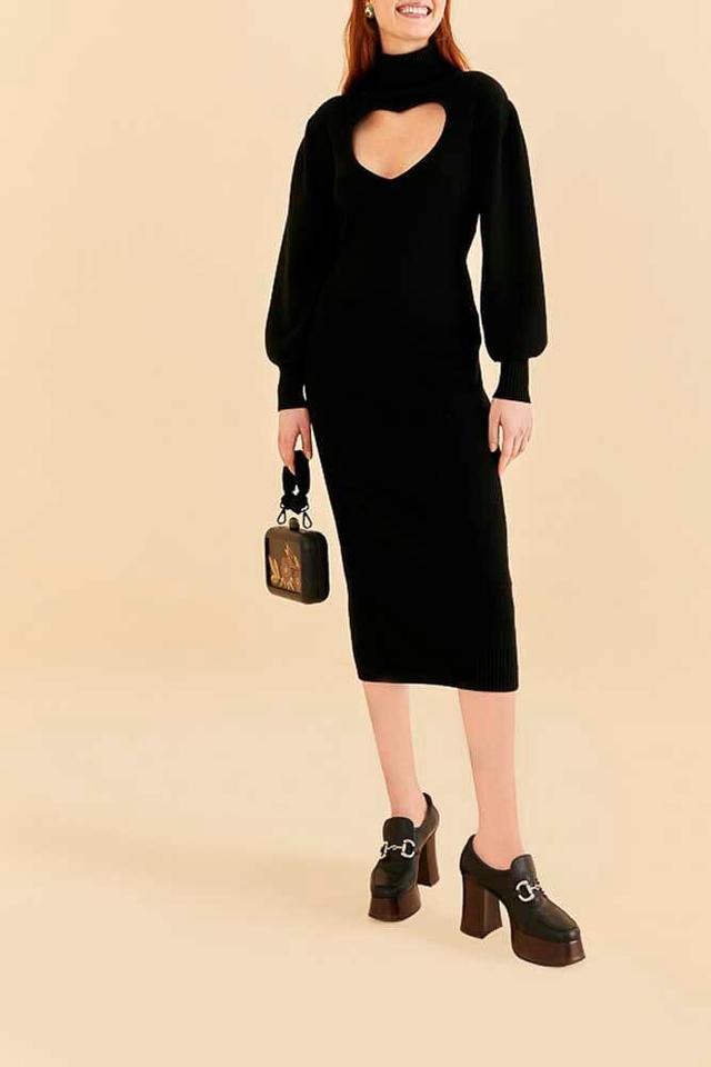 Black Heart Neckline Knit Dress, BLACK / M Product Image