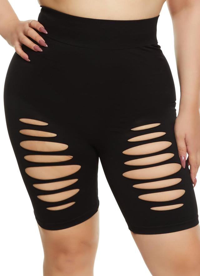 Womens Plus Size Seamless Laser Cut Biker Shorts Product Image