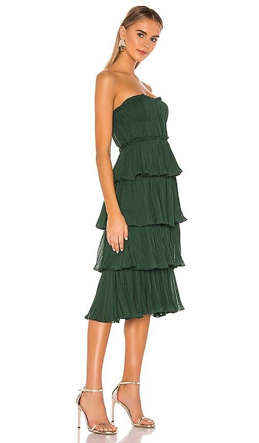 Lovers and Friends Alex Midi Dress in Dark Green. Product Image