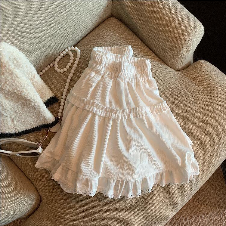 High Rise Plain Frill Trim Velvet Mini A-Line Skirt Product Image