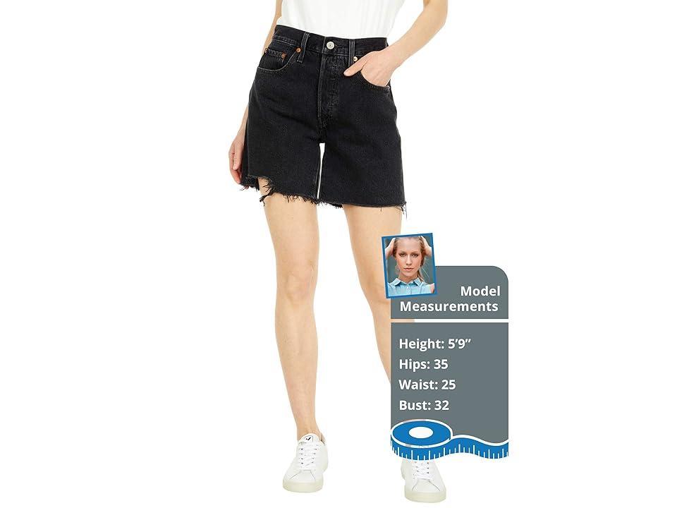 Levis 501 Mid Thigh Denim Shorts in Lunar Black Product Image