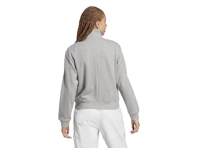 adidas Womens Cotton 3-Stripes Quarter-Zip Sweatshirt - Medium Grey Heather Product Image