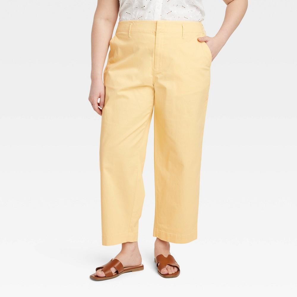 Womens High-Rise Straight Ankle Chino Pants - A New Day Yellow 26 Product Image