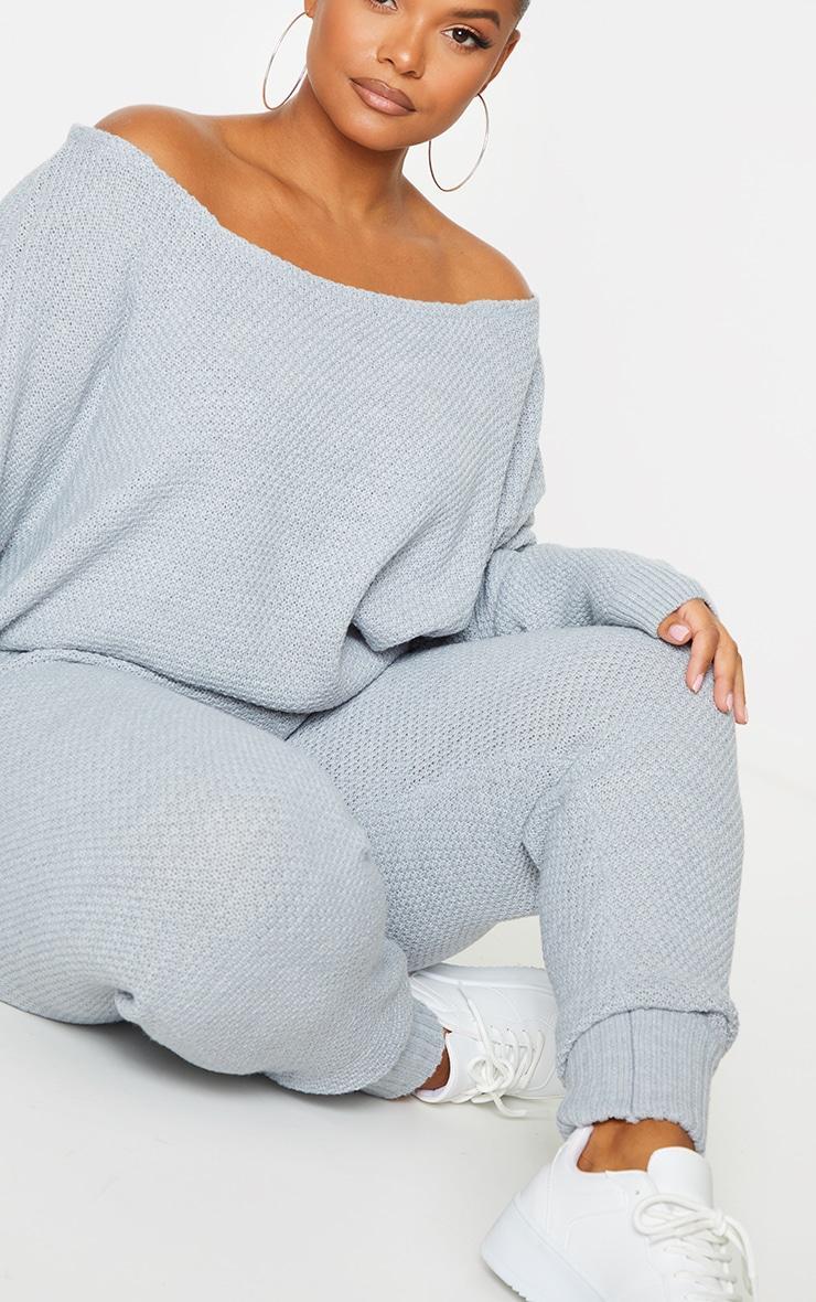 Plus Grey Waffle Knitted Lounge Set Product Image