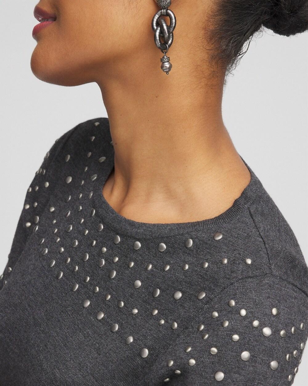 Studded Crewneck Sweater Tunic Product Image