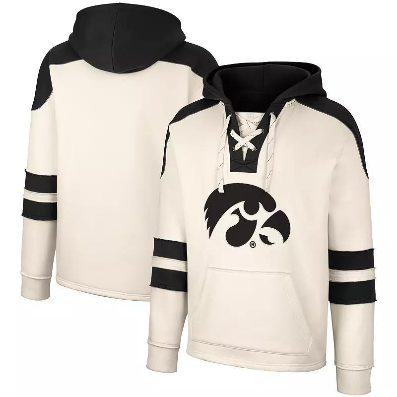 Mens Colosseum Cream Iowa Hawkeyes Lace-Up 4.0 Vintage Pullover Hoodie Product Image