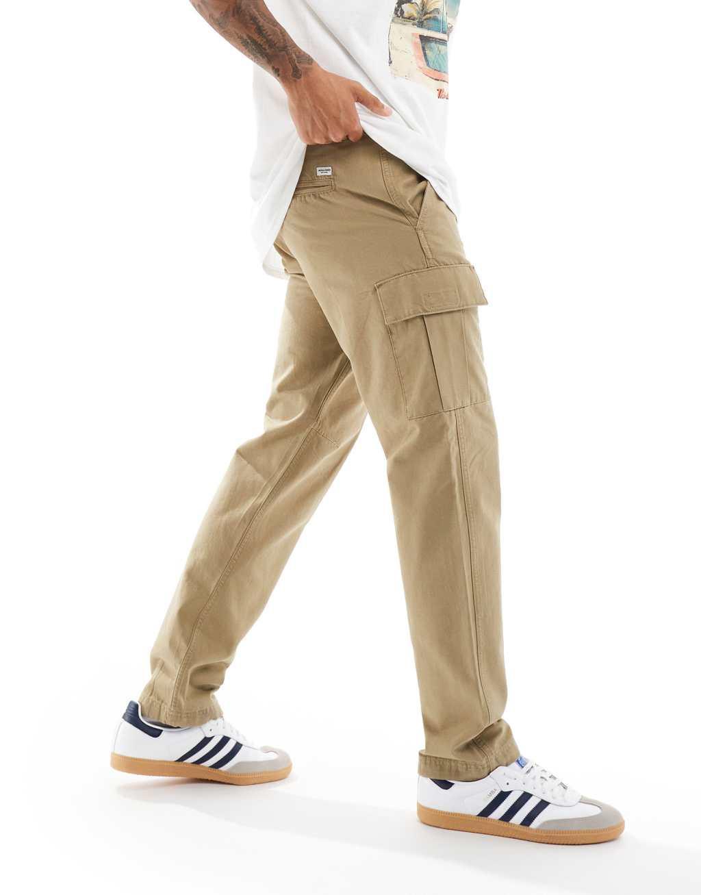 Jack & Jones loose fit cargo pants in beige Product Image