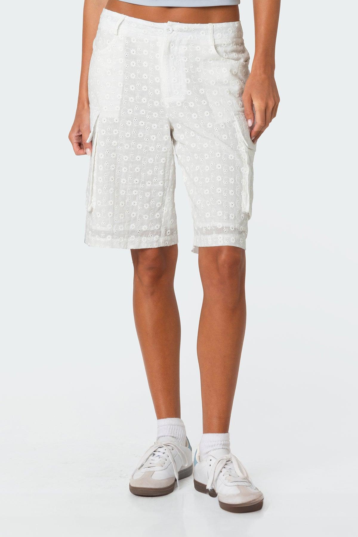 Eyelet Cargo Bermuda Shorts Product Image