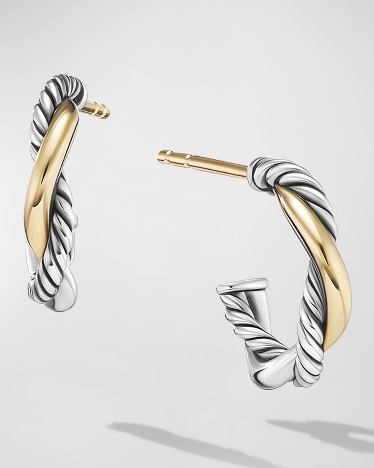 David Yurman Petite Infinity Huggie Hoop Earrings in Sterling Silver with 14K Yellow Gold Product Image