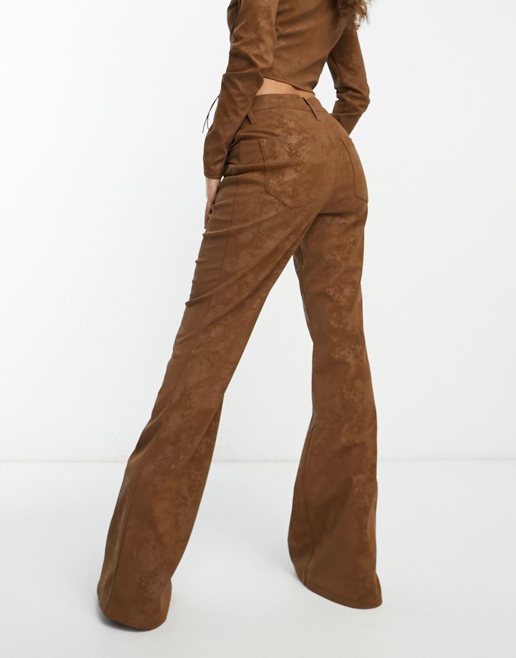 AFRM Millie low rise lace-up flared pants in mocha Product Image