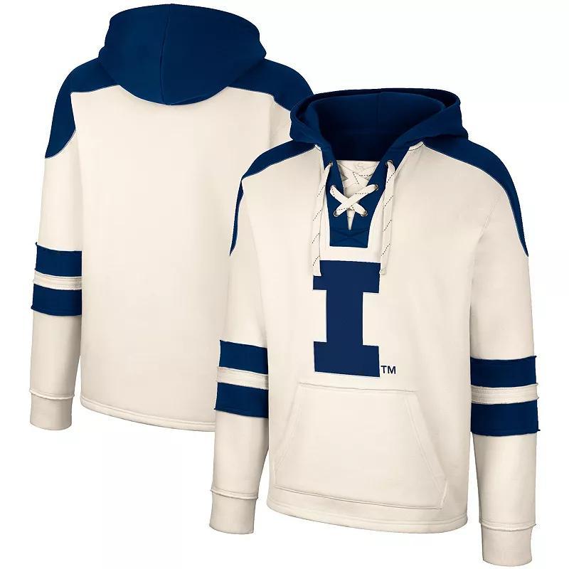 Mens Colosseum Cream Illinois Fighting Illini Lace-Up 4.0 Vintage Pullover Hoodie Product Image