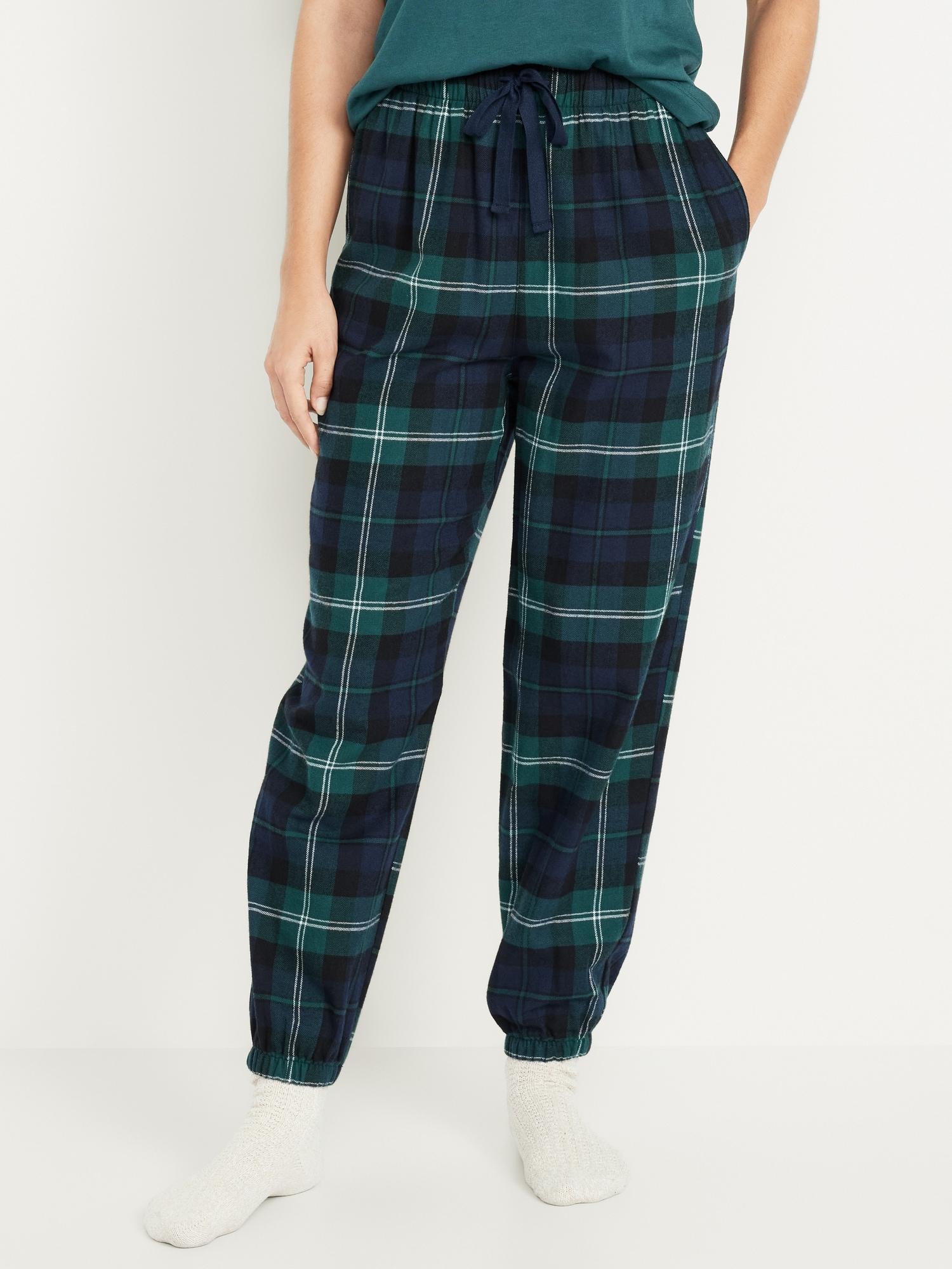 High-Waisted Flannel Pajama Joggers for Women Product Image