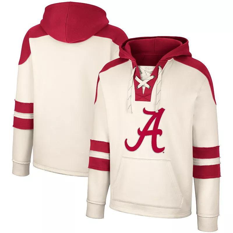 Mens Colosseum Cream Alabama Crimson Tide Lace-Up 4.0 Vintage Pullover Hoodie Product Image