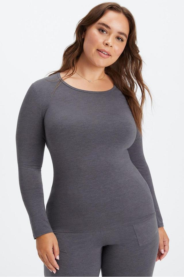 Fabletics RestoreKnit Long Sleeve Tee Womens Pewter Size XXS Product Image