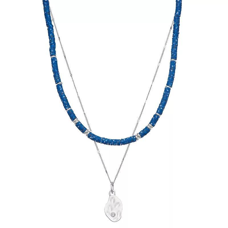 Sonoma Goods For Life Silver Tone Layer Stations Necklace, Womens, Blue Product Image