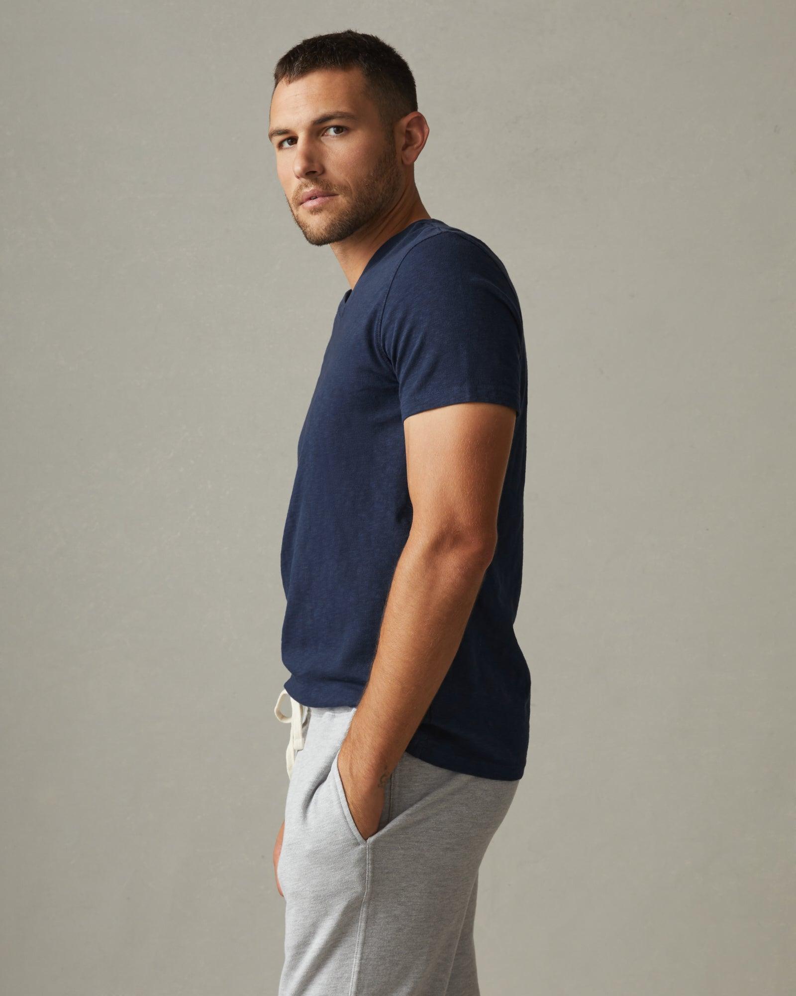 Premium Slub V-Neck Tee - Navy Male Product Image