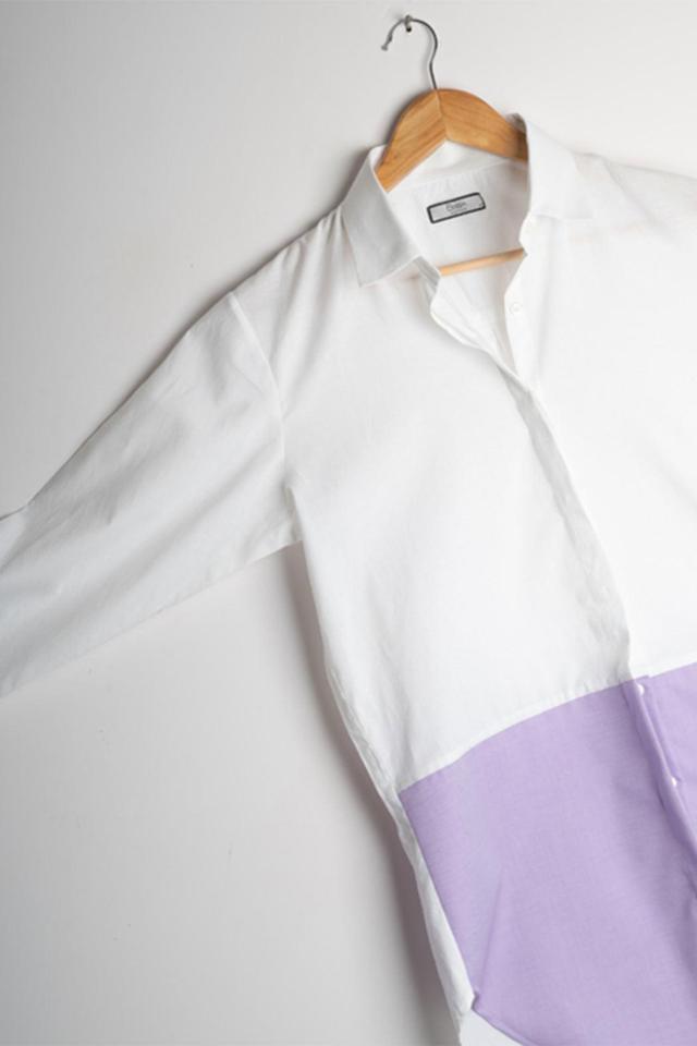 WHITE-LILAC COLOR BLOCK SHIRT Female Product Image