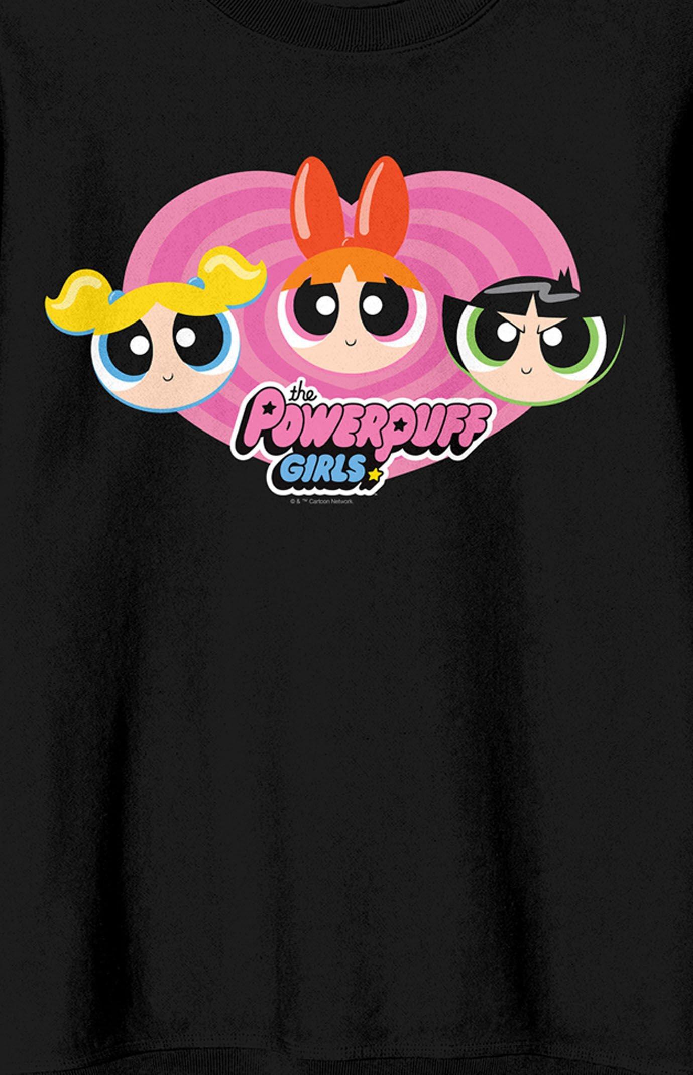 Women's Powerpuff Girls Pink Heart Crew Neck Sweatshirt Product Image