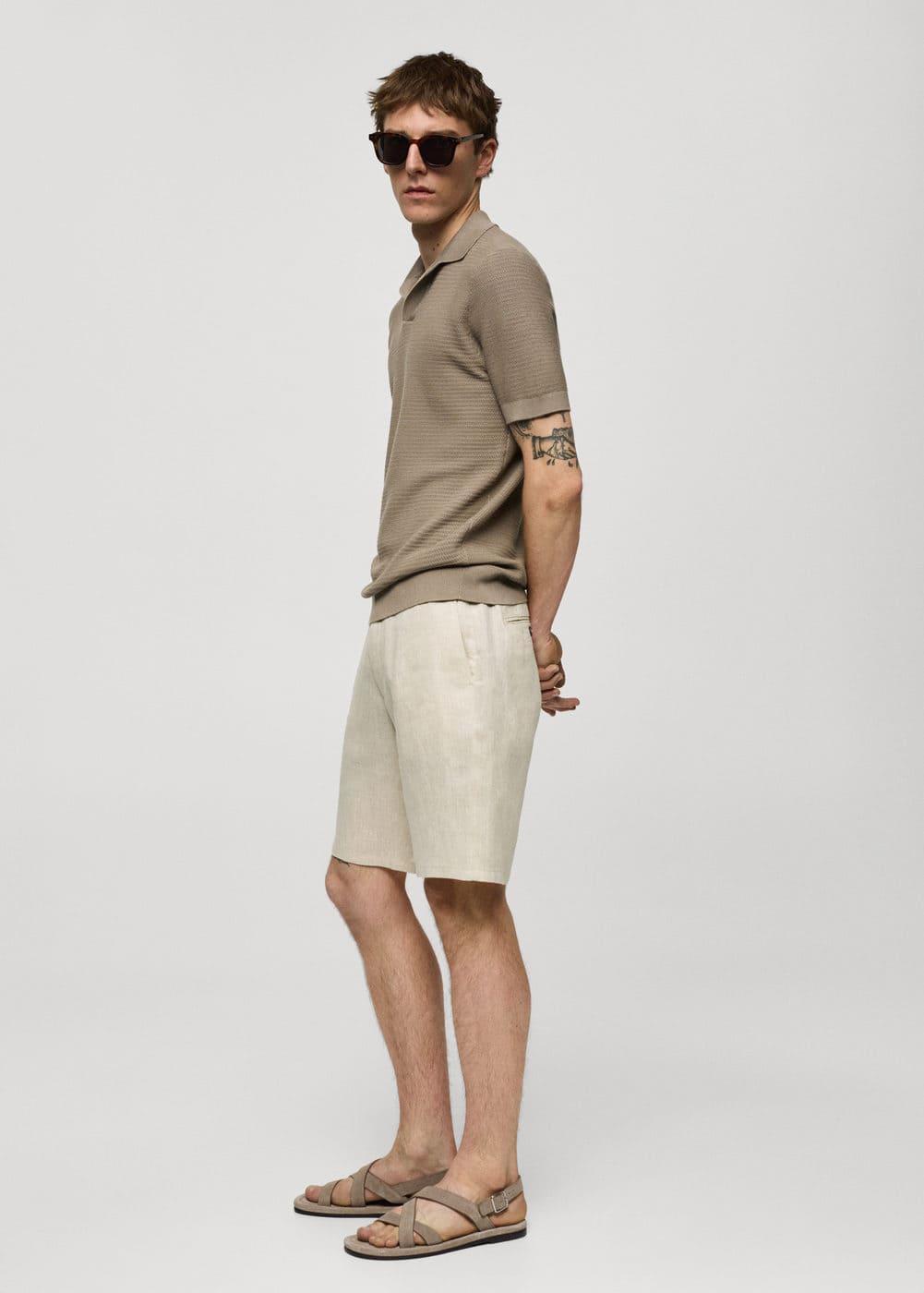 MANGO MAN - Slim fit 100% linen Bermuda shorts ecruMen Product Image