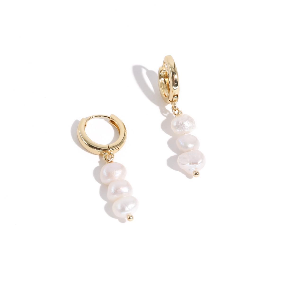 18K Gold Plated Freshwater Pearls - Jackie Earrings for Women Product Image