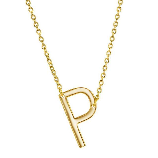 Sterling Silver Sideways Initial Necklace, Womens Gold Tone J Product Image