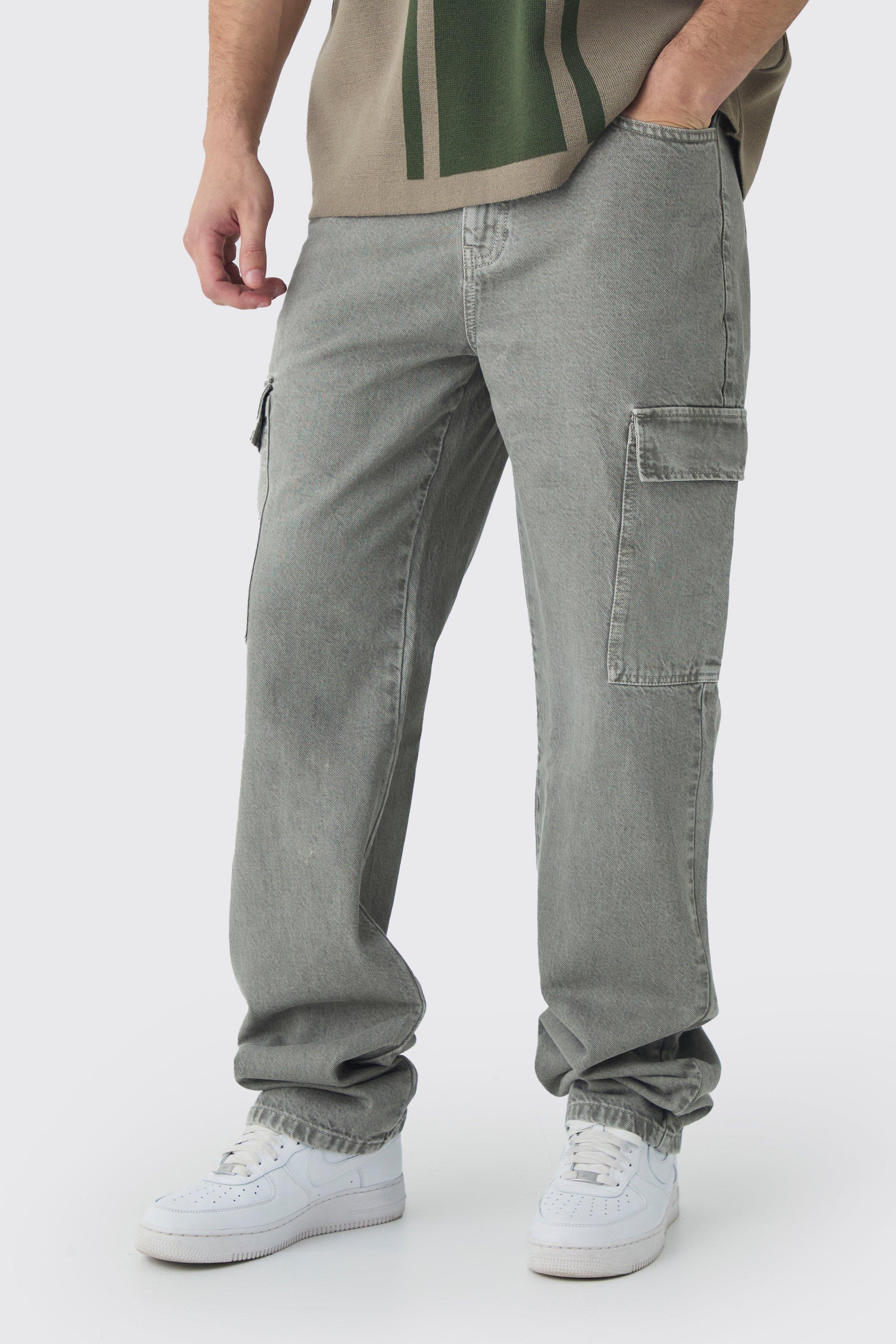 Tall Overdye Relaxed Fit Cargo Jeans | boohooMAN USA Product Image